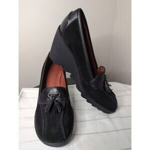 Donald J Pliner Il Baco Loafers 7 Black Suede Tassel Driving Shoes Italy